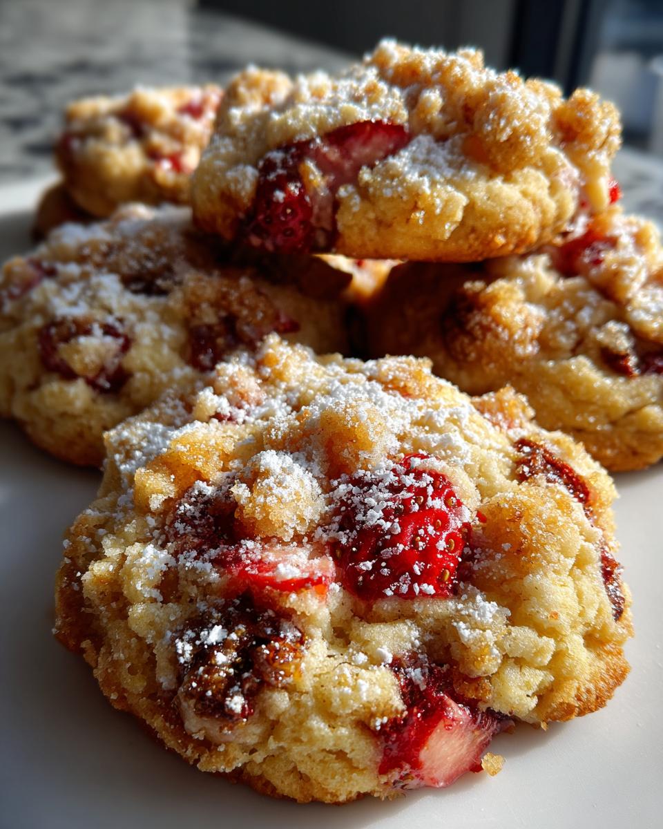 Strawberry Shortcake Crumble Cookies
