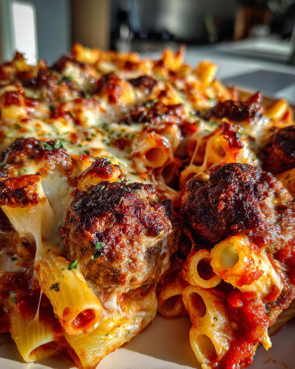 baked ziti and meatballs without ricotta cheese