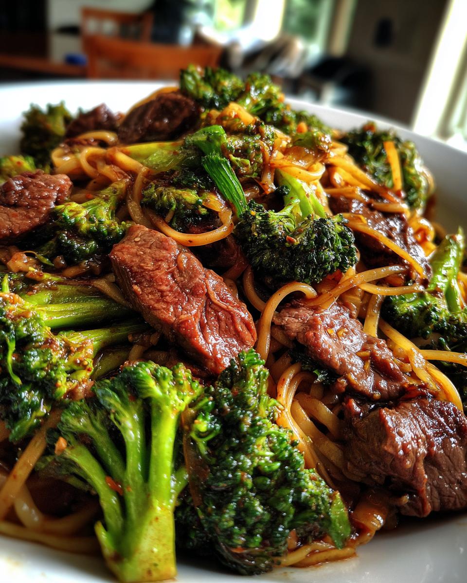beef broccoli noodle stir fry - detail 1
