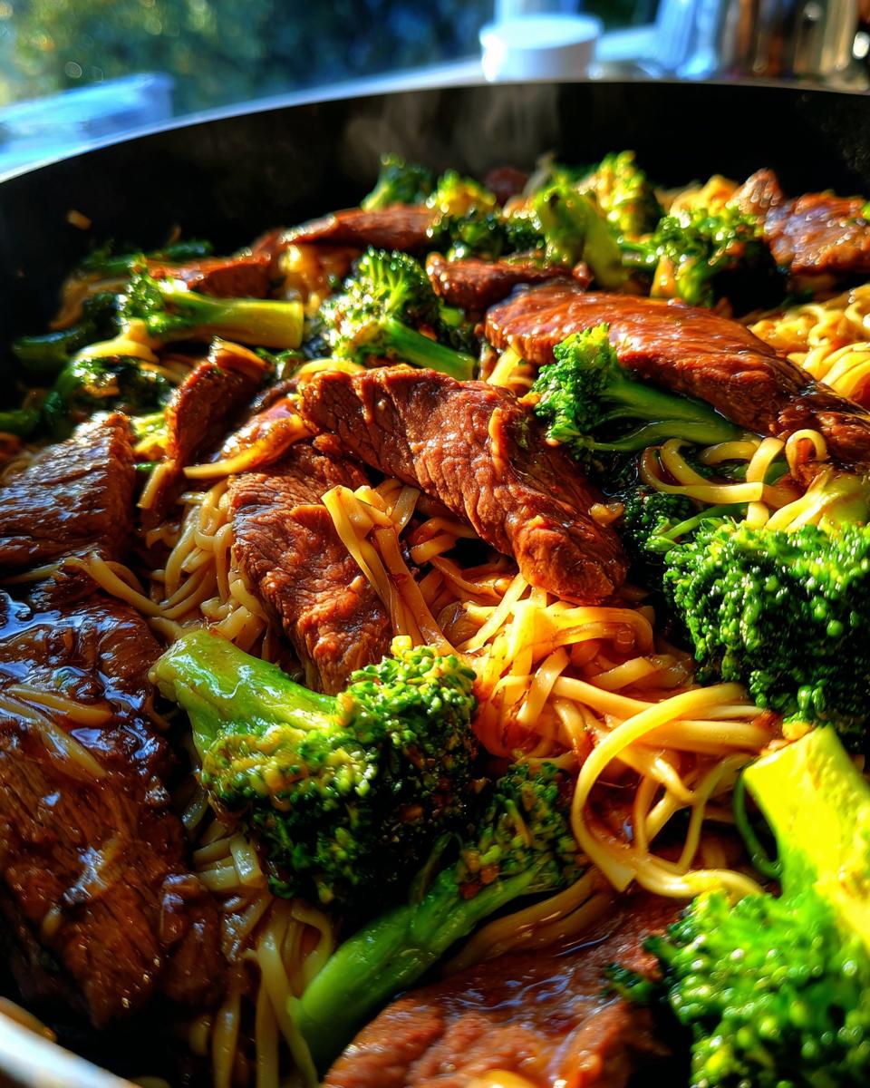 beef broccoli noodle stir fry