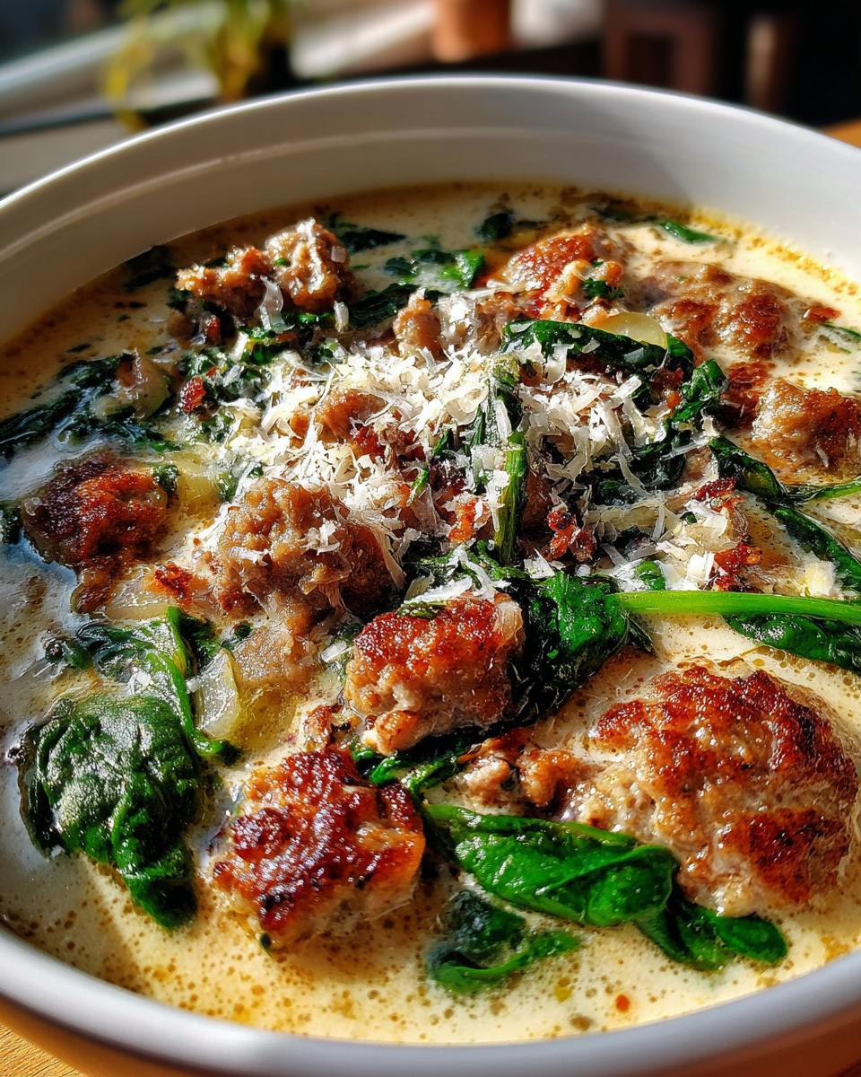 creamy parmesan italian sausage soup - detail 2