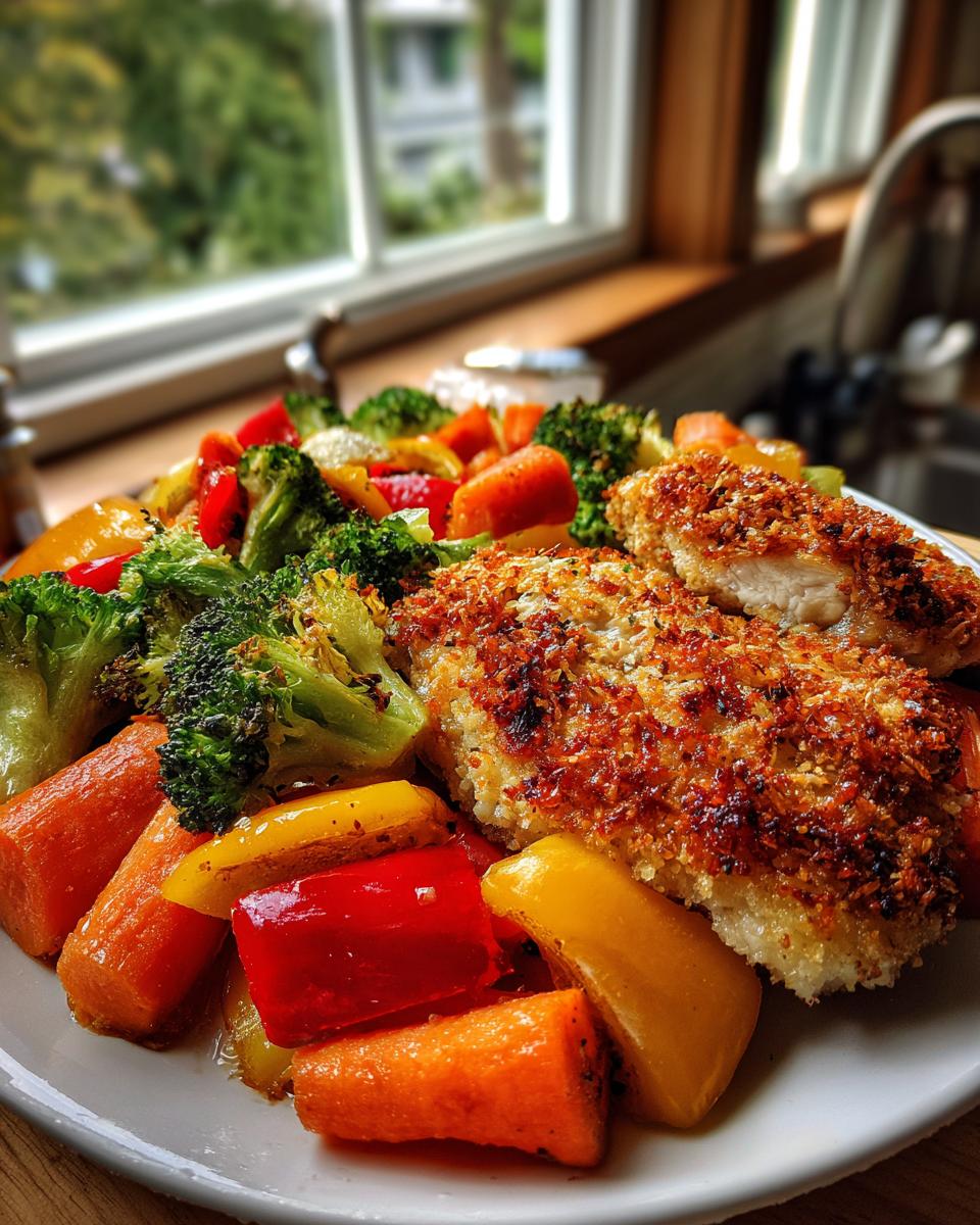 parmesan crusted chicken sheet pan dinner - detail 1