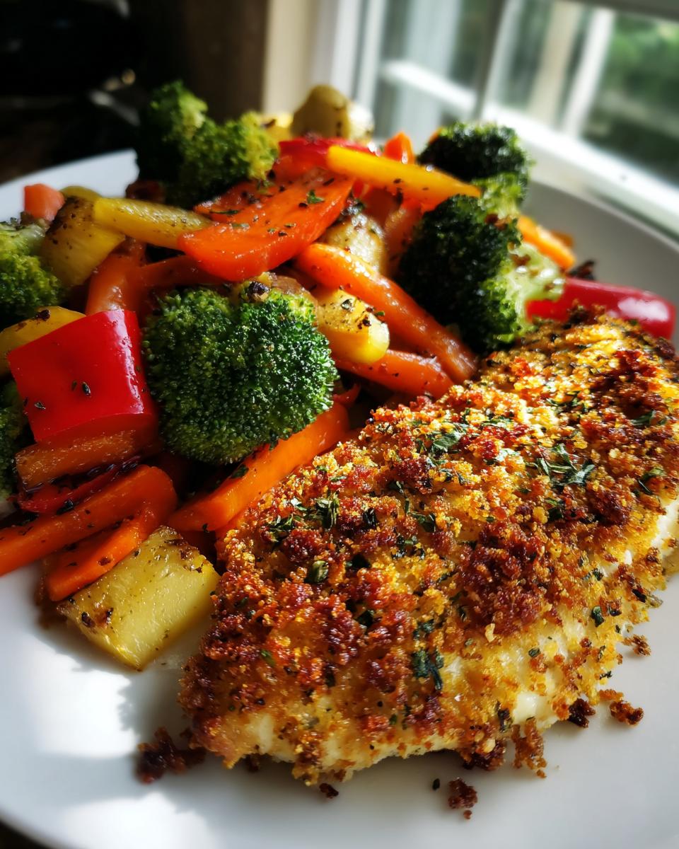 parmesan crusted chicken sheet pan dinner - detail 2
