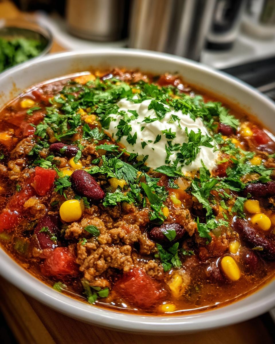 taco soup with ground beef - detail 1
