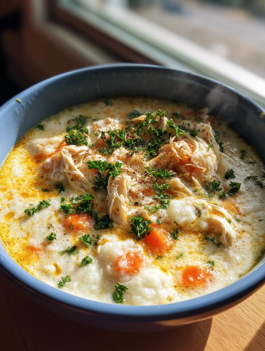 30-minute cauliflower chicken soup - detail 1