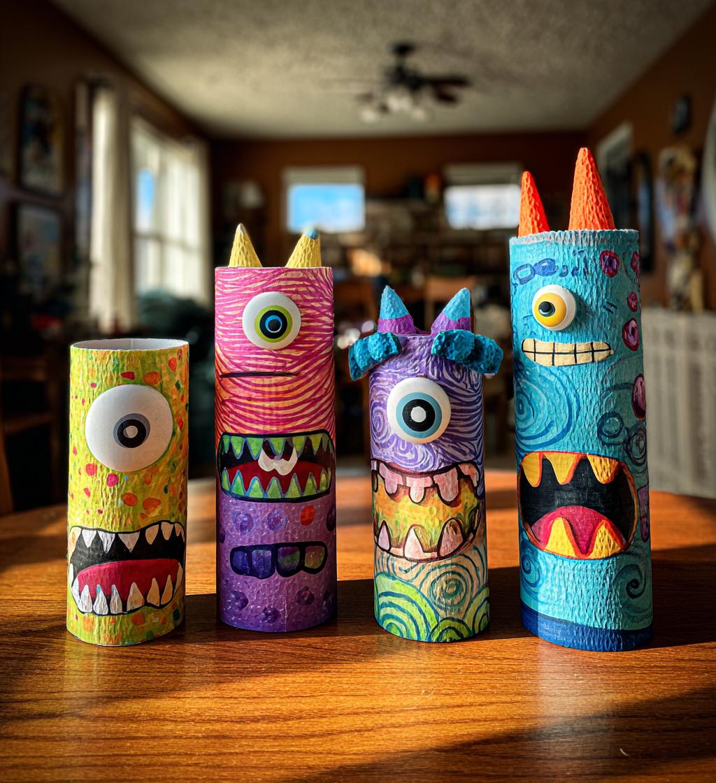 Cardboard Tube Monsters Halloween Craft - detail 1