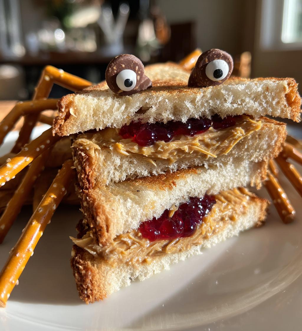 Peanut Butter and Jelly Spider Sandwiches