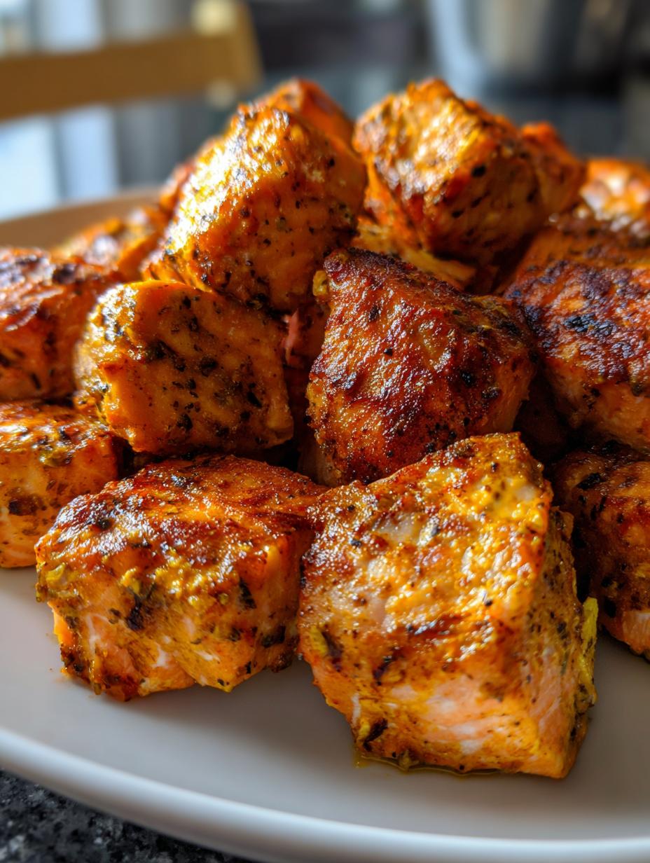 air fryer salmon bites - detail 1