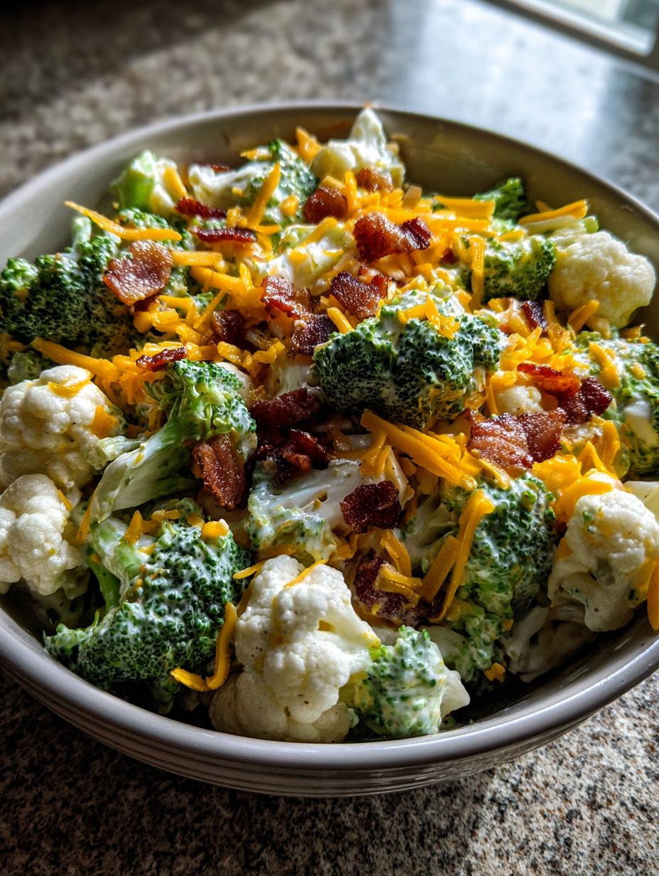 amish broccoli cauliflower salad - detail 1