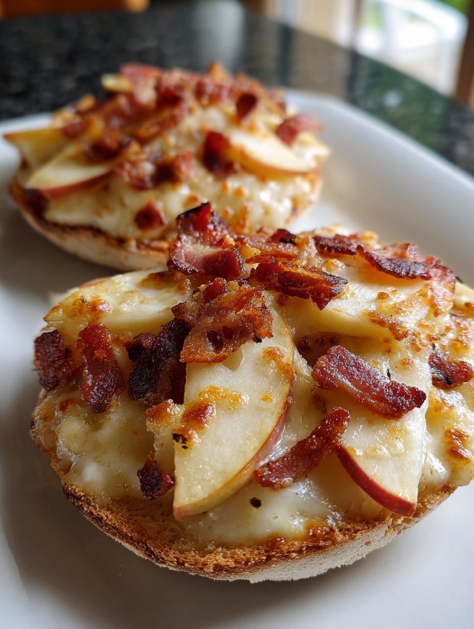 apple bacon cheese english muffins