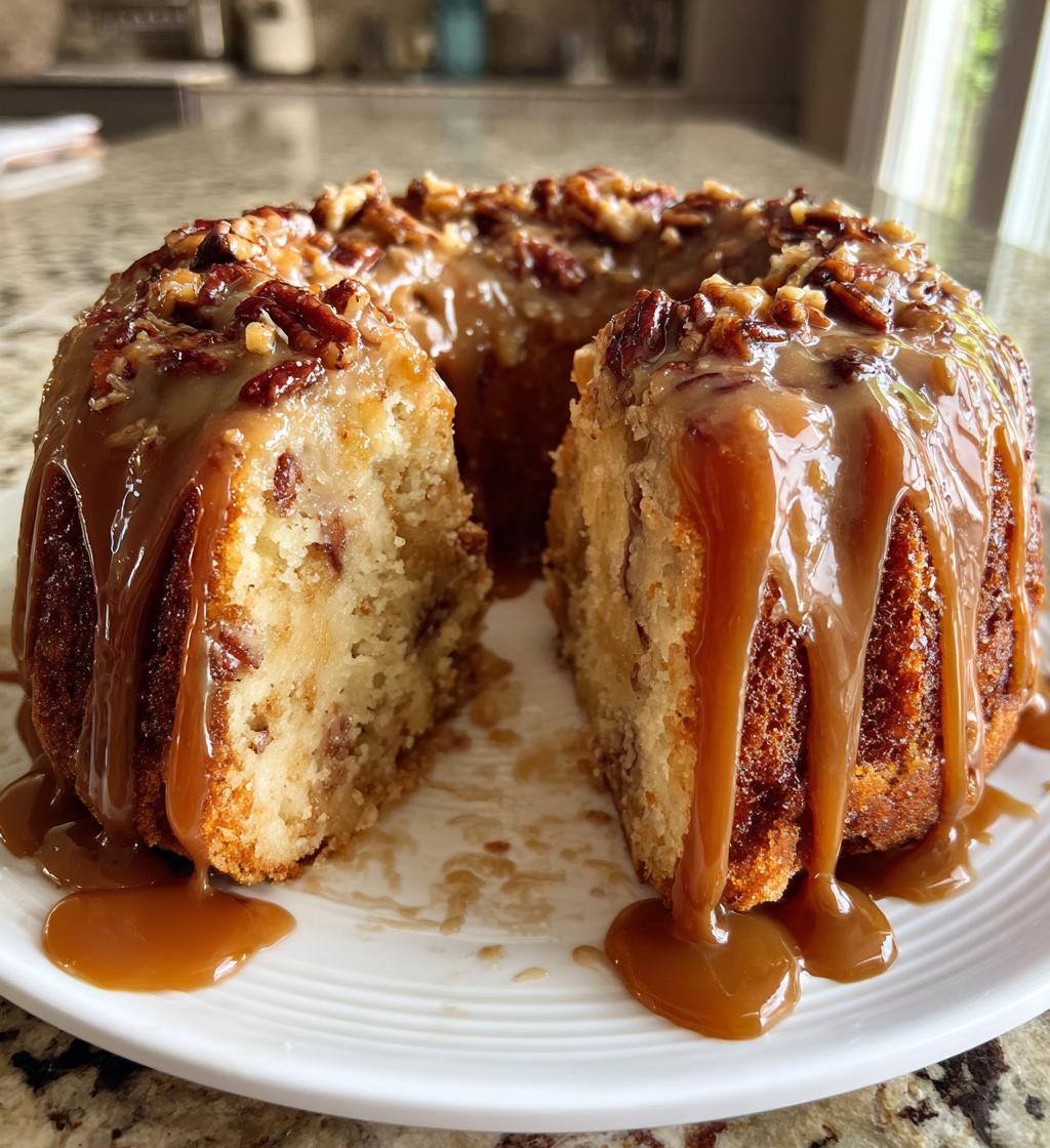 apple pecan cake with caramel glaze - detail 1