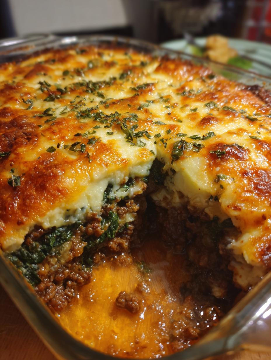 aussie minced lamb and spinach bake - detail 1