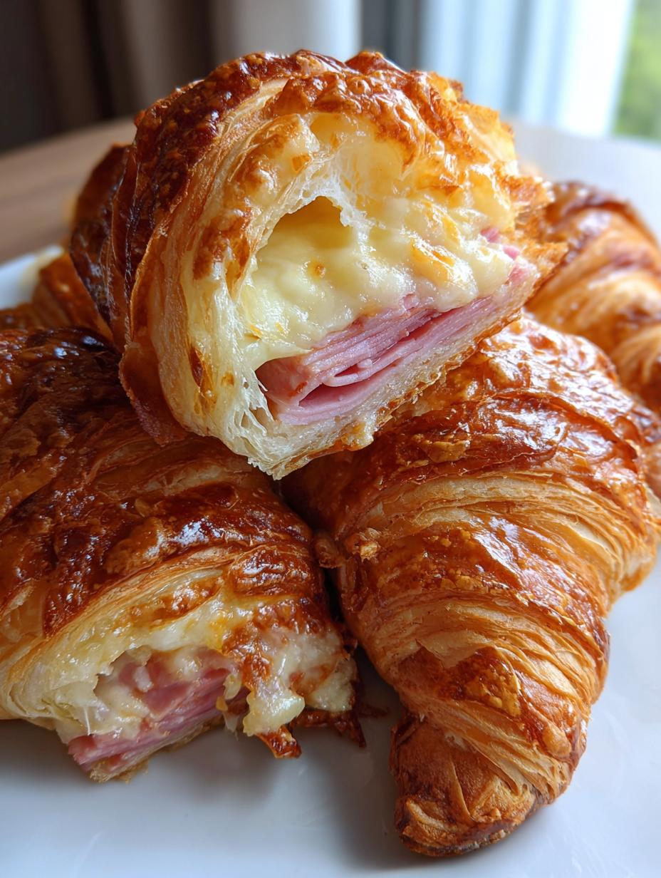 baked ham and cheese croissants