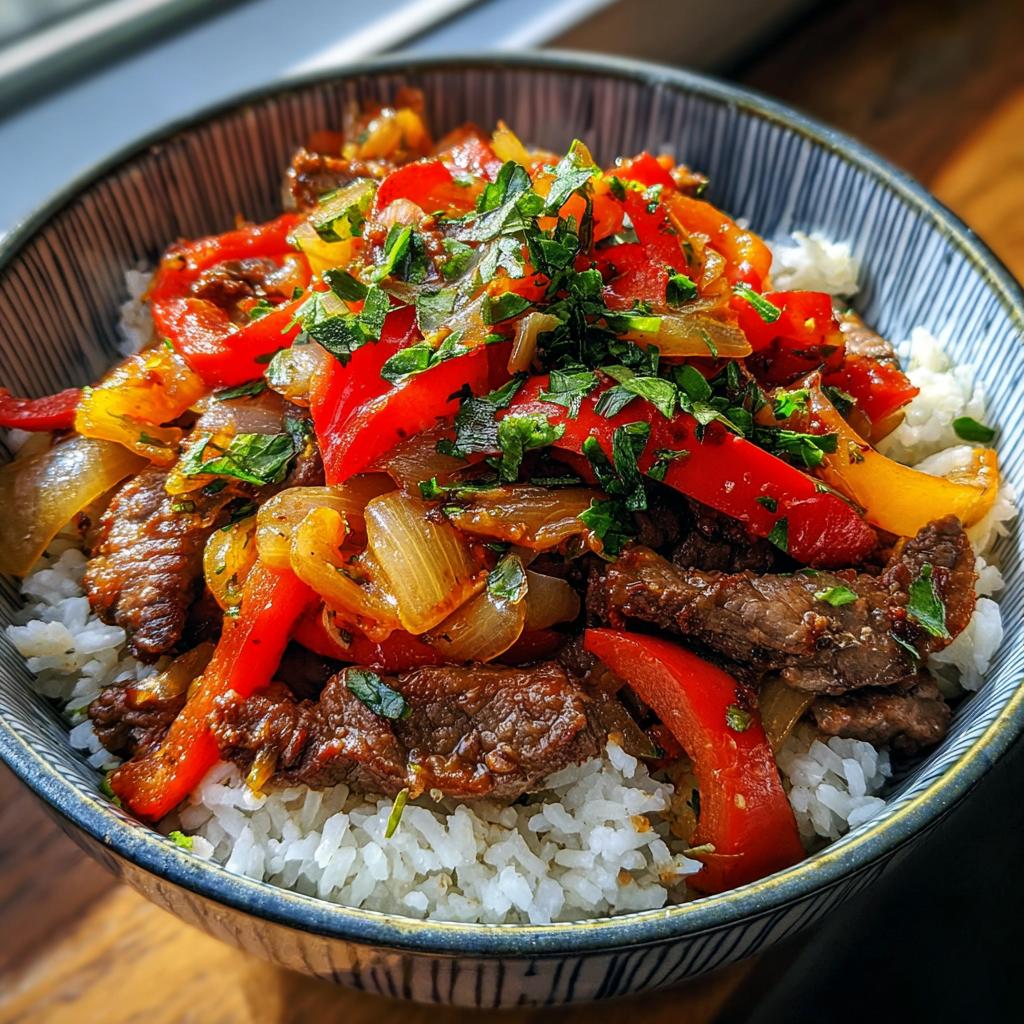 beef and pepper rice bowl - detail 1