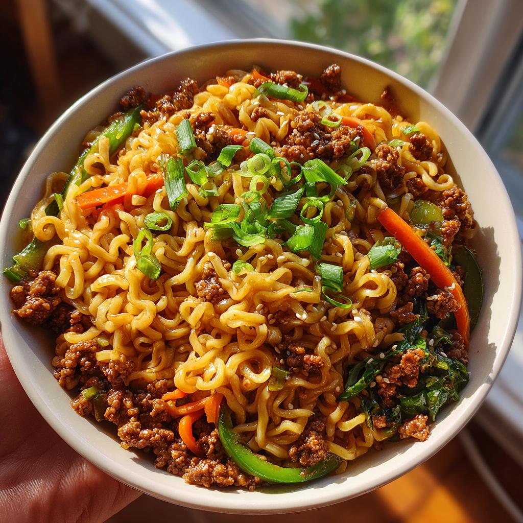 beef mince ramen stir fry