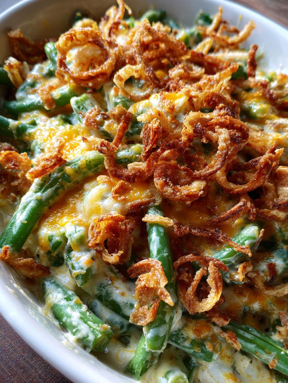 cheddar bay green bean casserole - detail 1