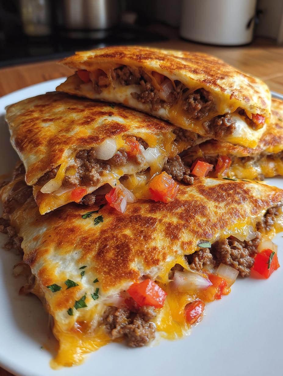 cheeseburger quesadilla - detail 1