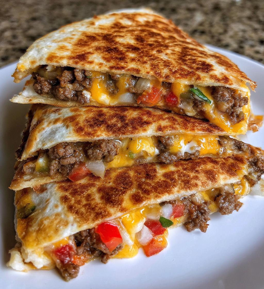 cheeseburger quesadillas - detail 1