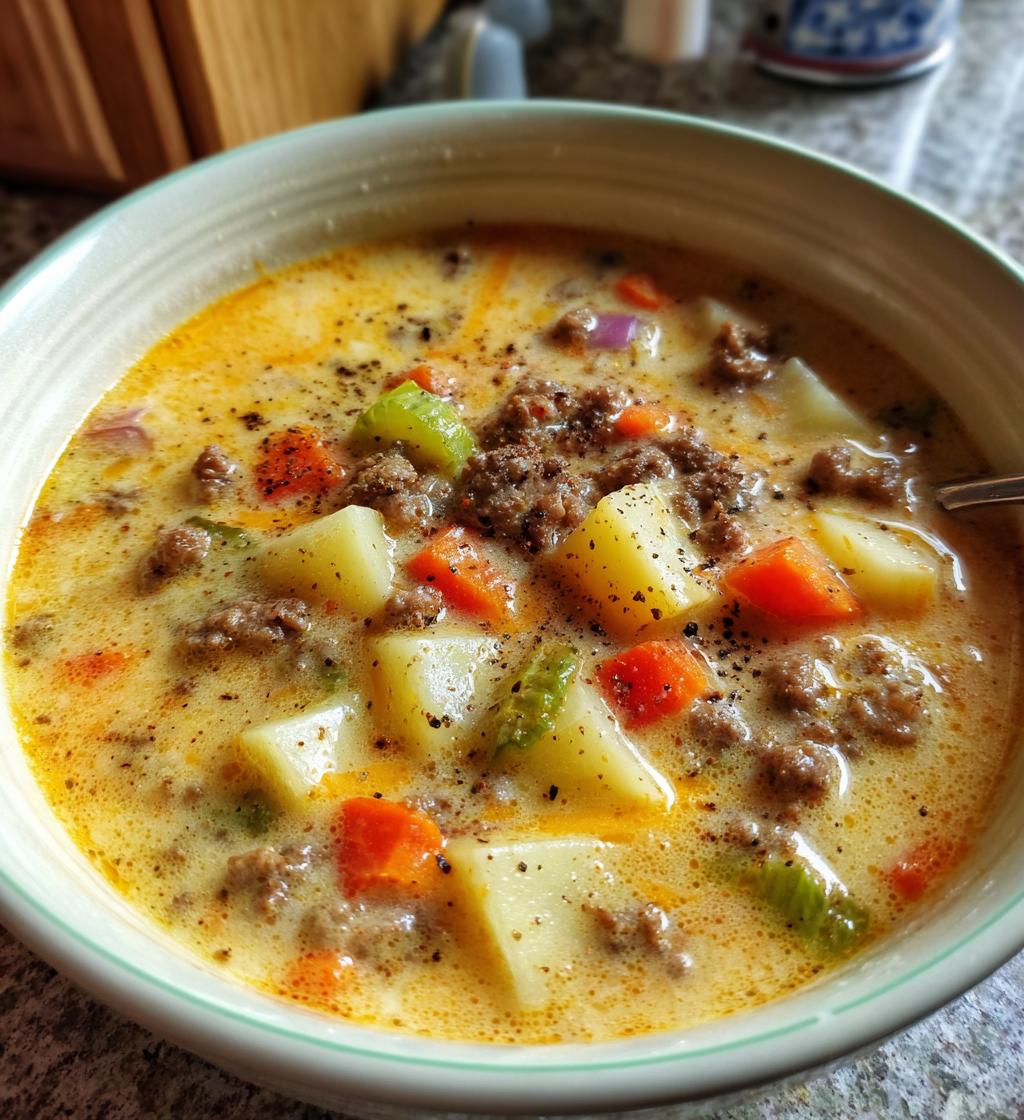 cheeseburger soup - detail 1