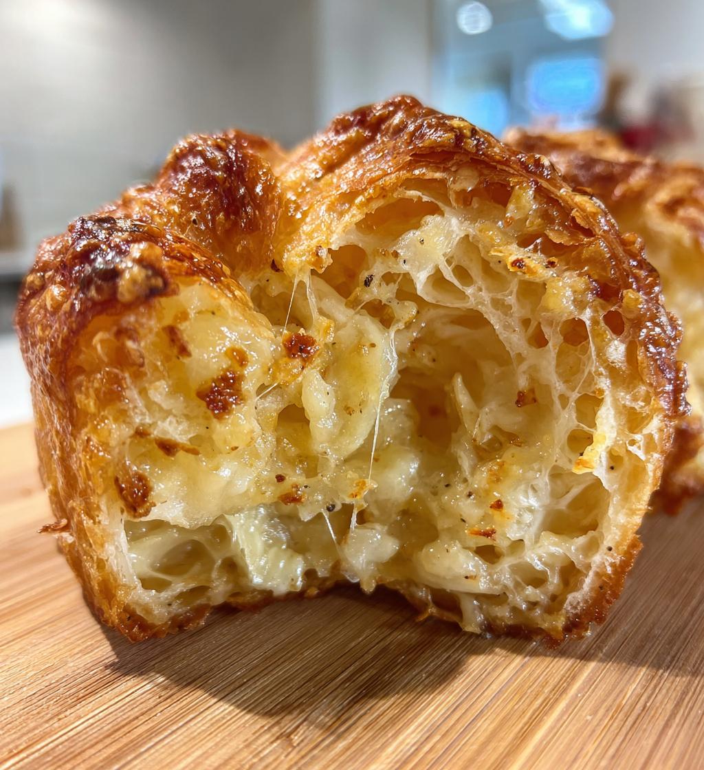 cheesy garlic cruffin