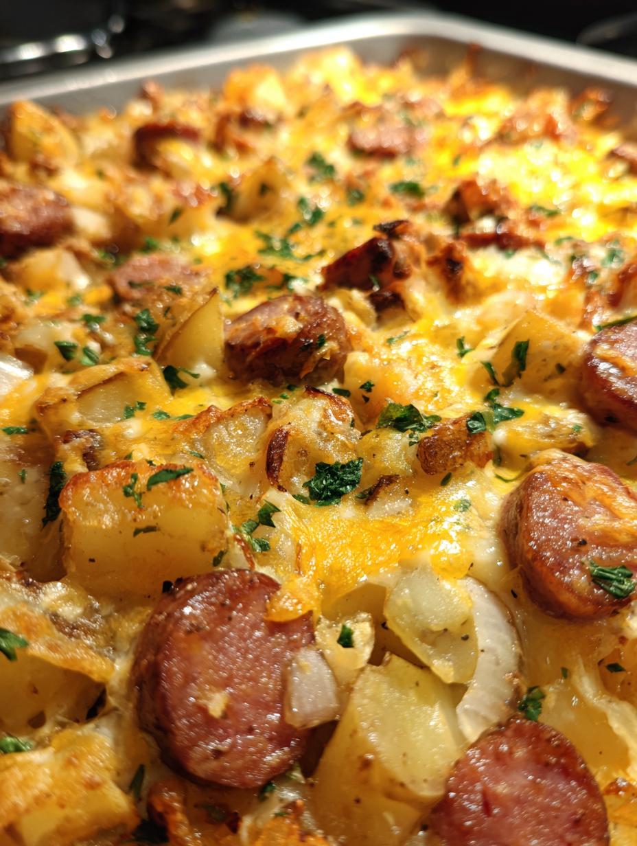 cheesy potatoes and smoked sausage