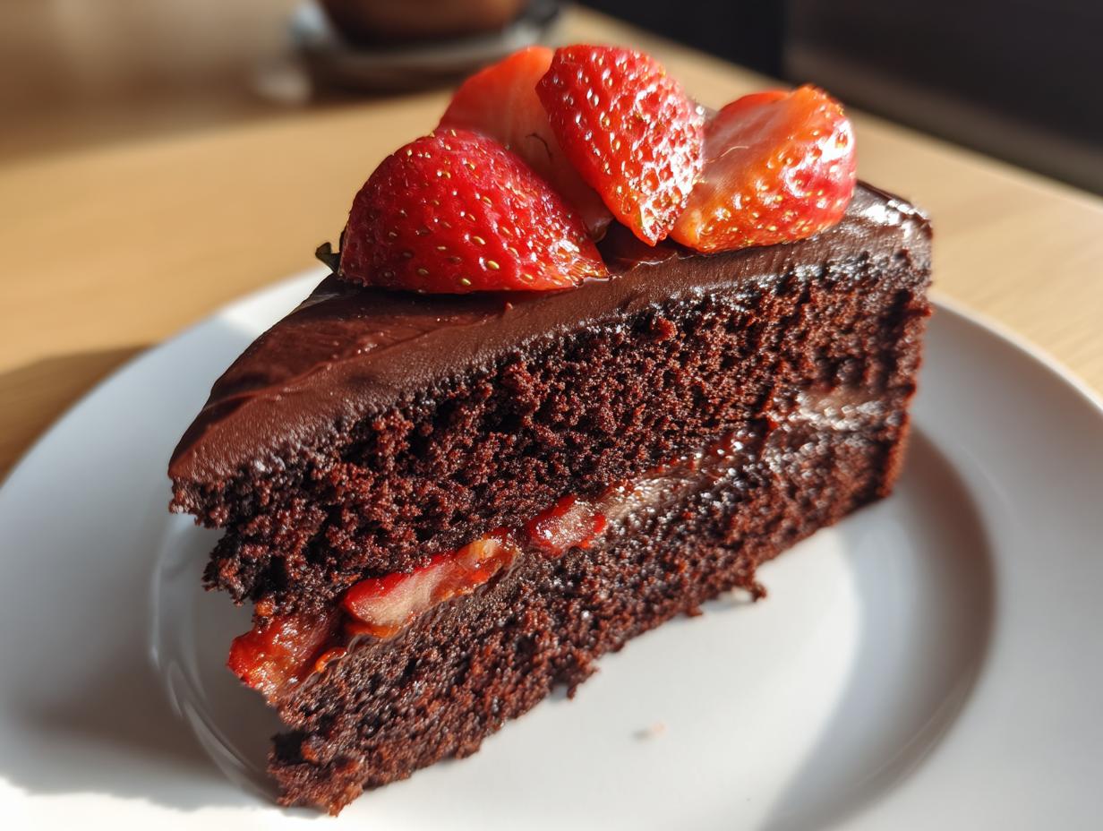 chocolate cake with strawberries