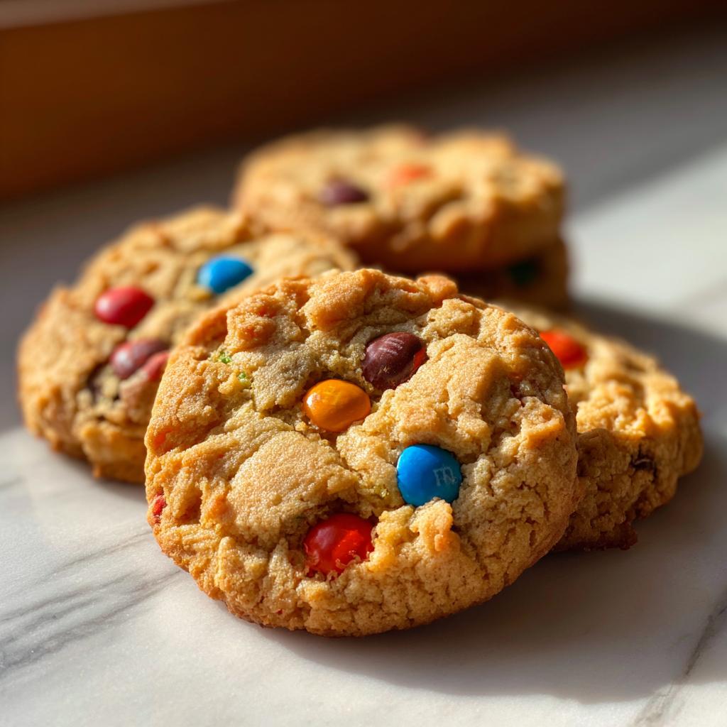 chunky peanut butter cookies with m&m's