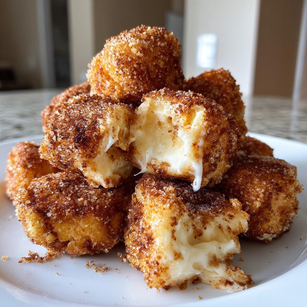 churro cheesecake bites