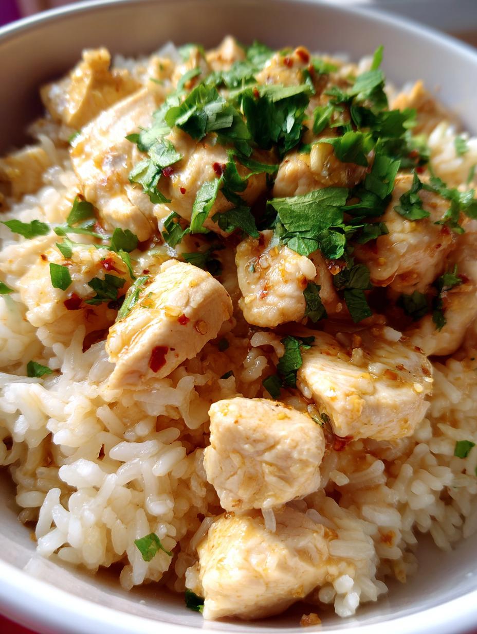 coconut chicken rice bowl - detail 1