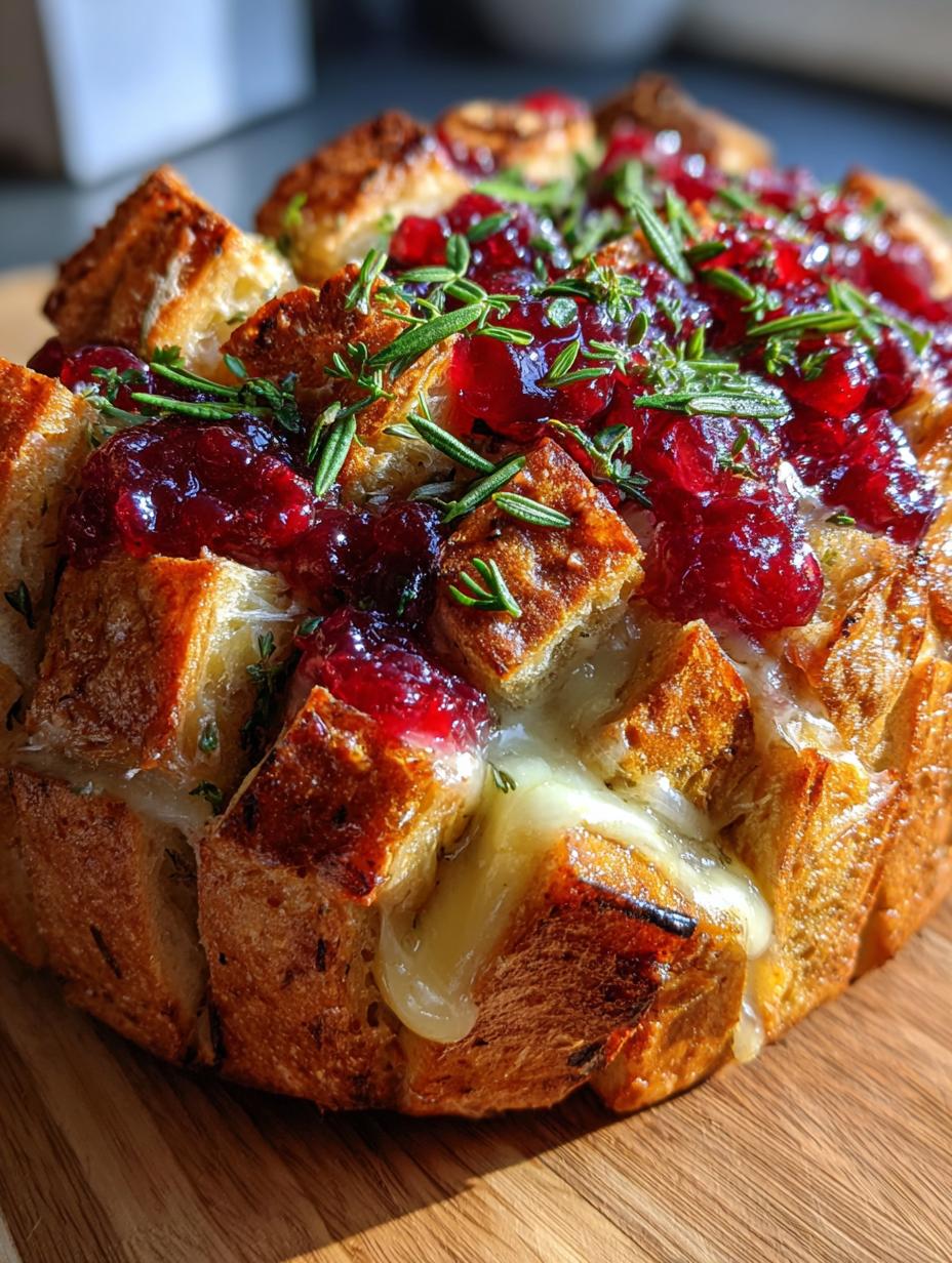 cranberry brie sourdough pull apart bread - detail 1