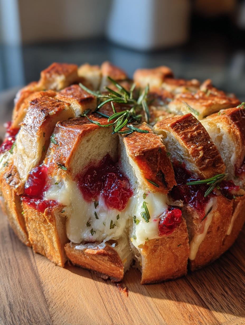 cranberry brie sourdough pull apart bread