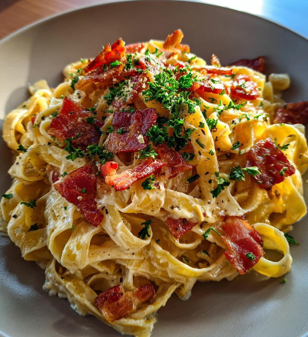 creamy bacon pasta - detail 1