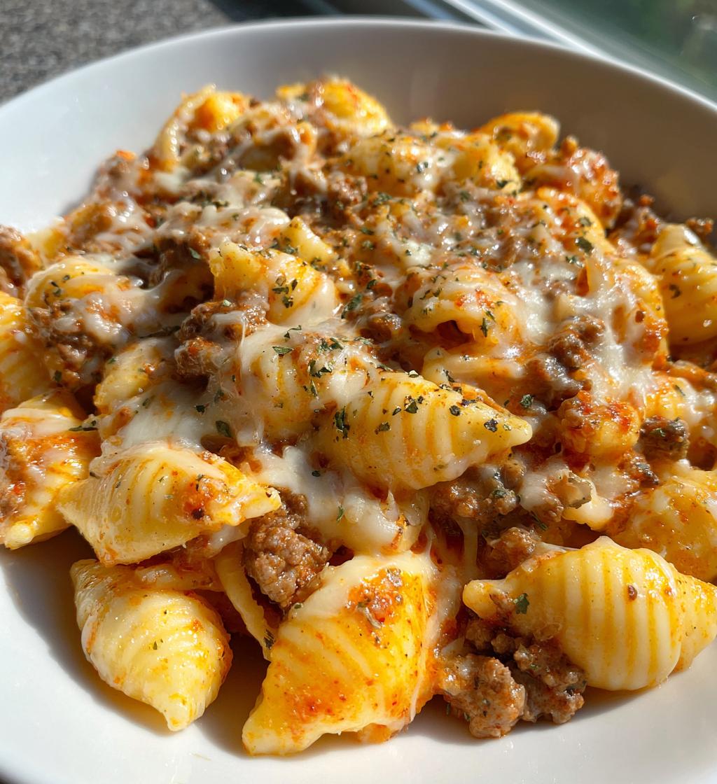 creamy beef and shells - detail 1