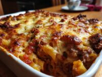 creamy beef mince and tomato pasta bake