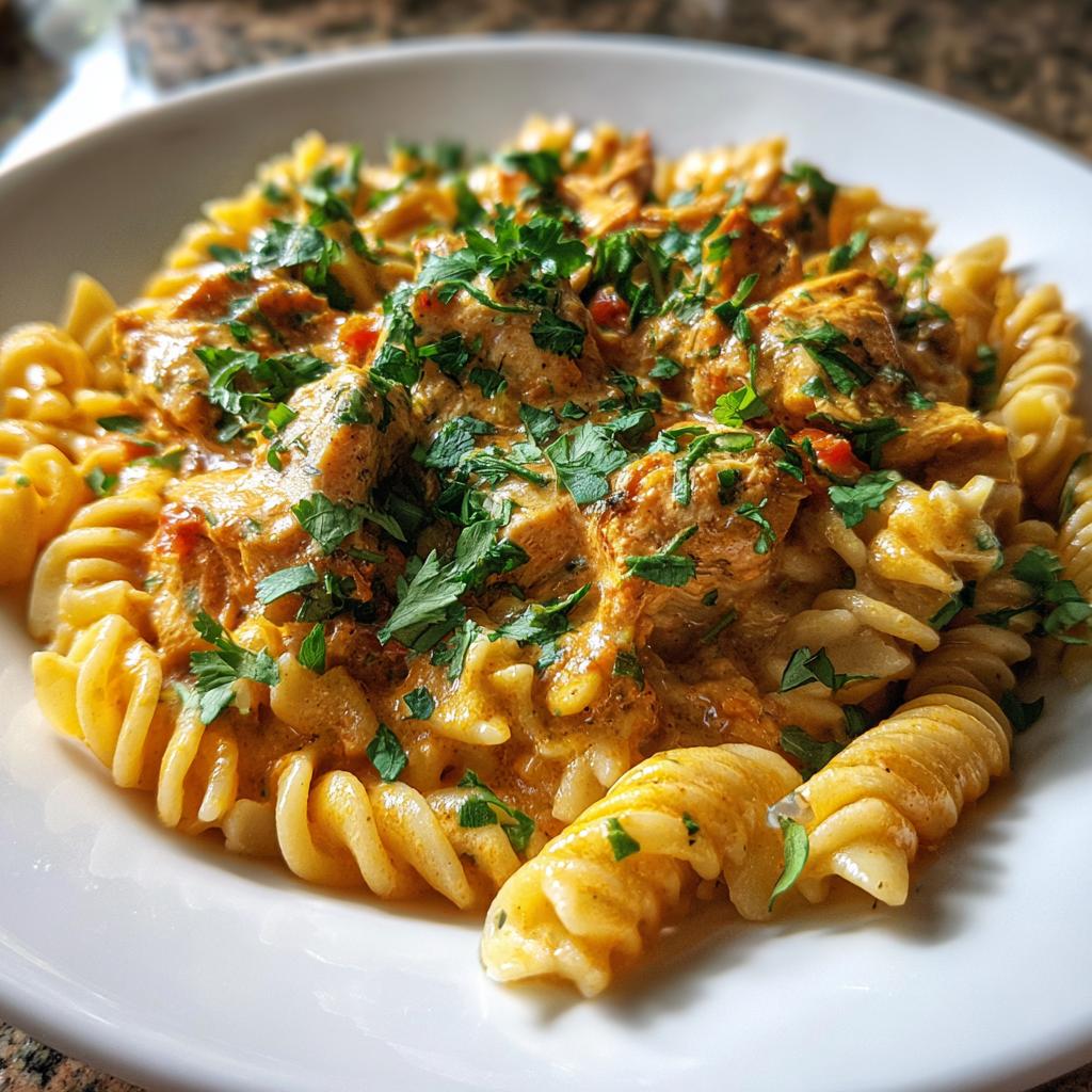 creamy butter chicken pasta - detail 1