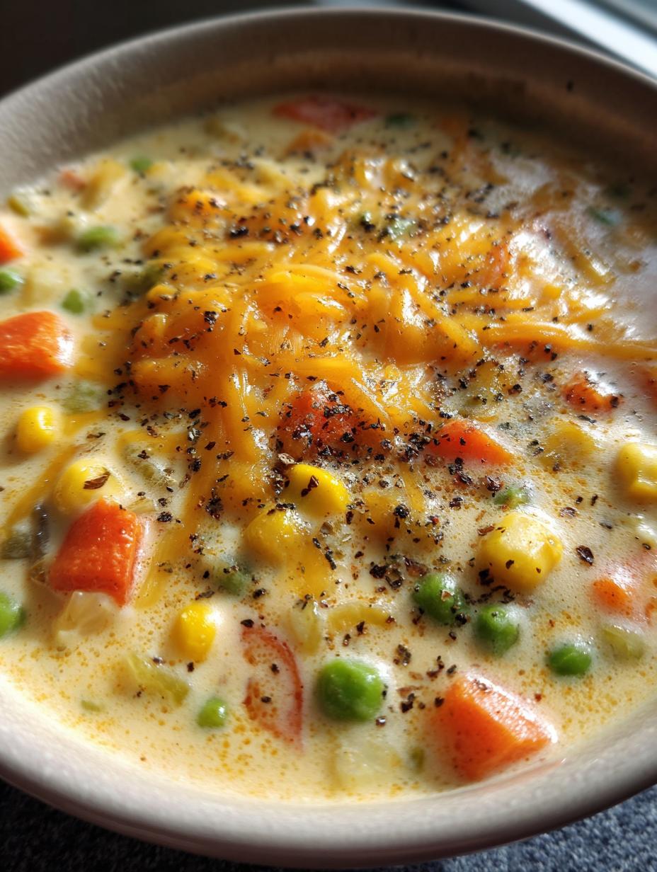 creamy cheesy vegetable soup - detail 1