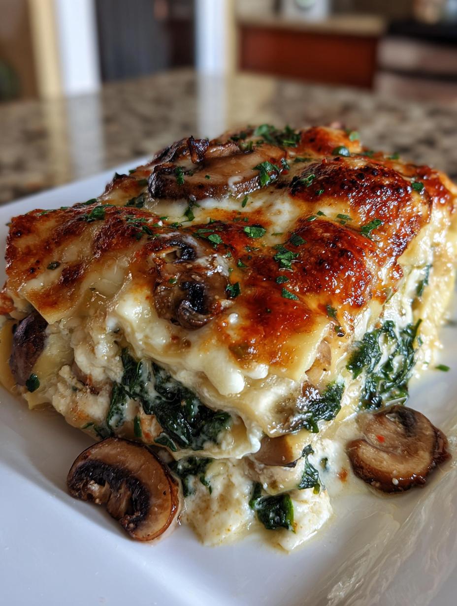 creamy spinach mushroom lasagna