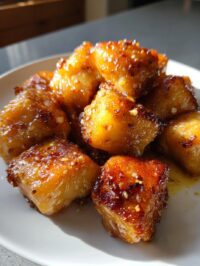 crispy honey garlic salmon bites