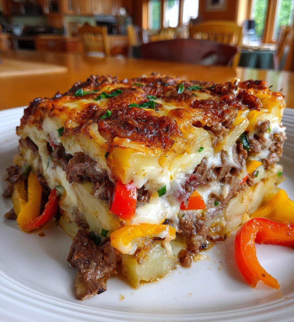 crockpot cheesesteak potato casserole