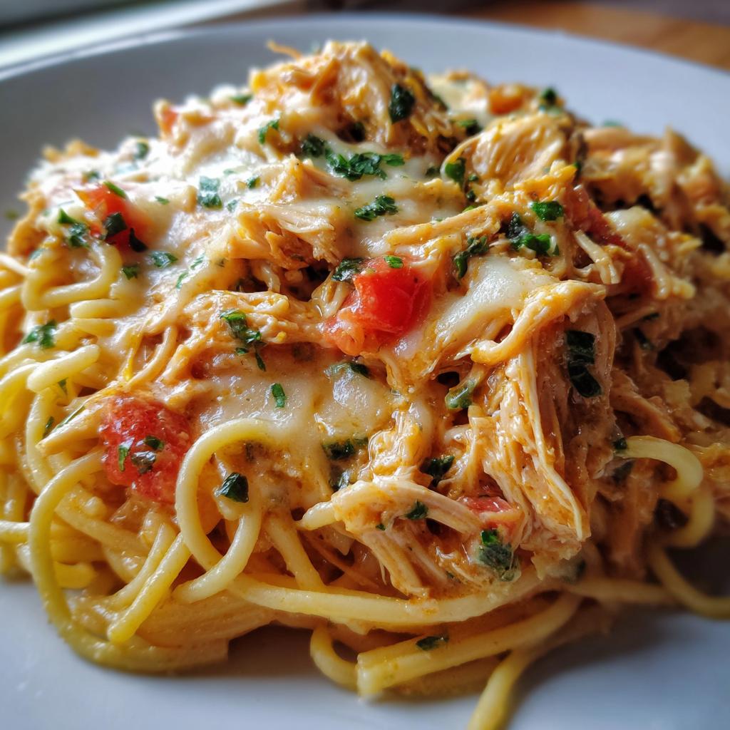crockpot chicken spaghetti - detail 1