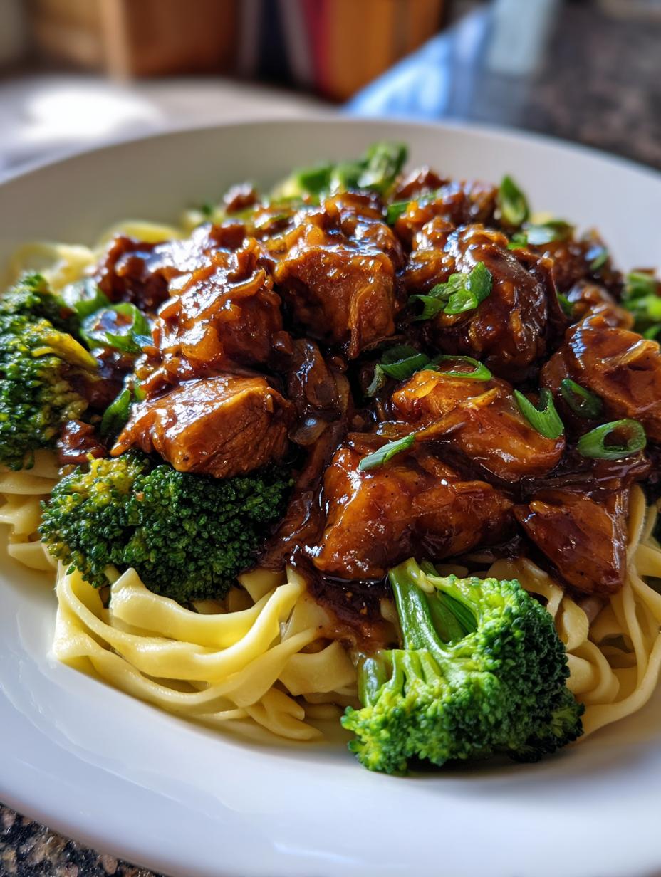 crockpot honey garlic chicken with noodles - detail 1
