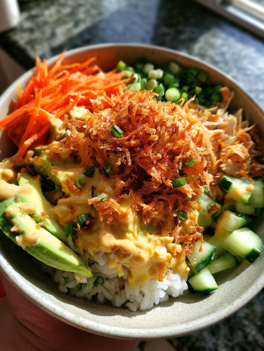 crunch roll sushi bowl - detail 1