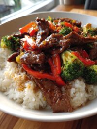 easy sticky beef and rice
