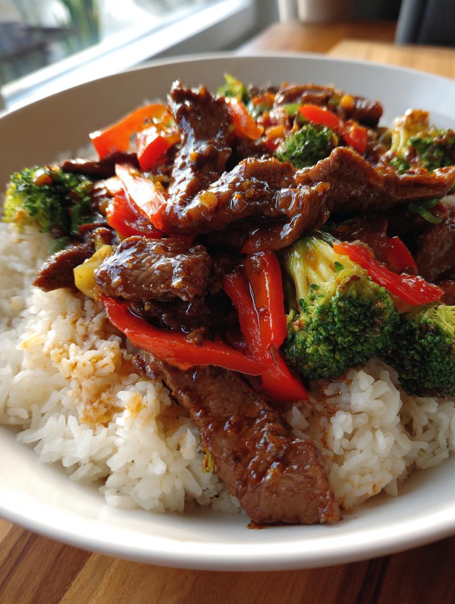 easy sticky beef and rice