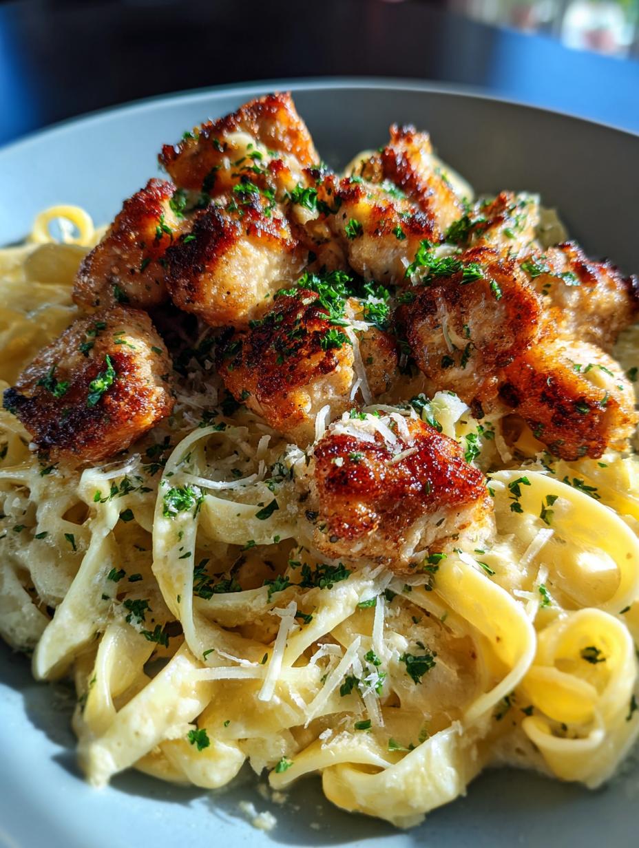 garlic butter chicken bites with creamy parmesan pasta recipe