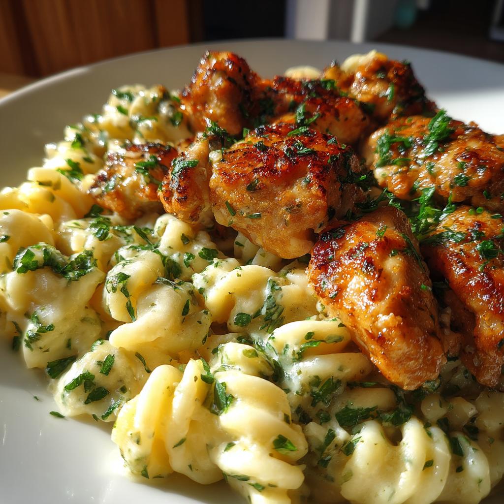garlic butter chicken bites with creamy parmesan pasta ree drummond - detail 1