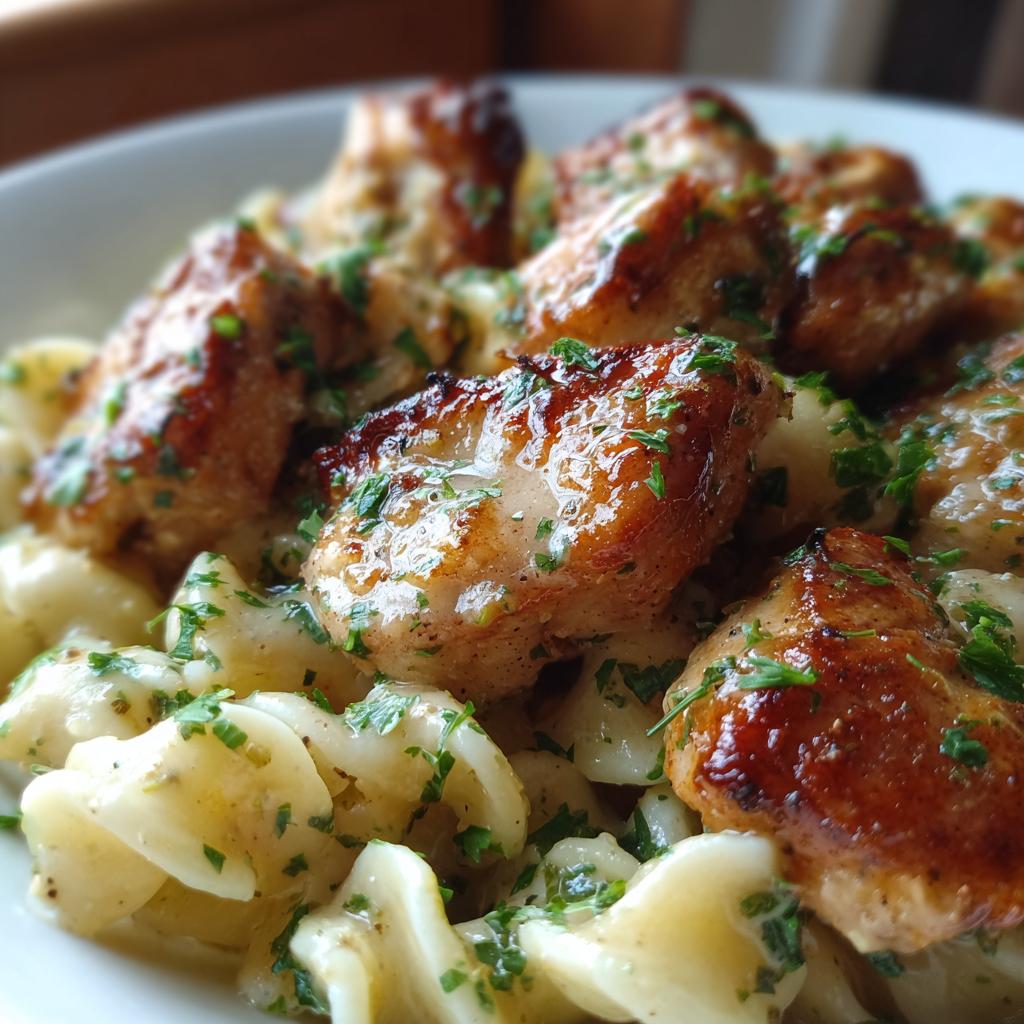 garlic butter chicken bites with creamy parmesan pasta ree drummond