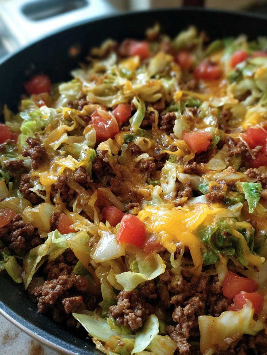 ground beef taco cabbage skillet - detail 1