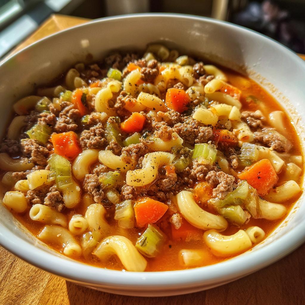 hamburger macaroni soup
