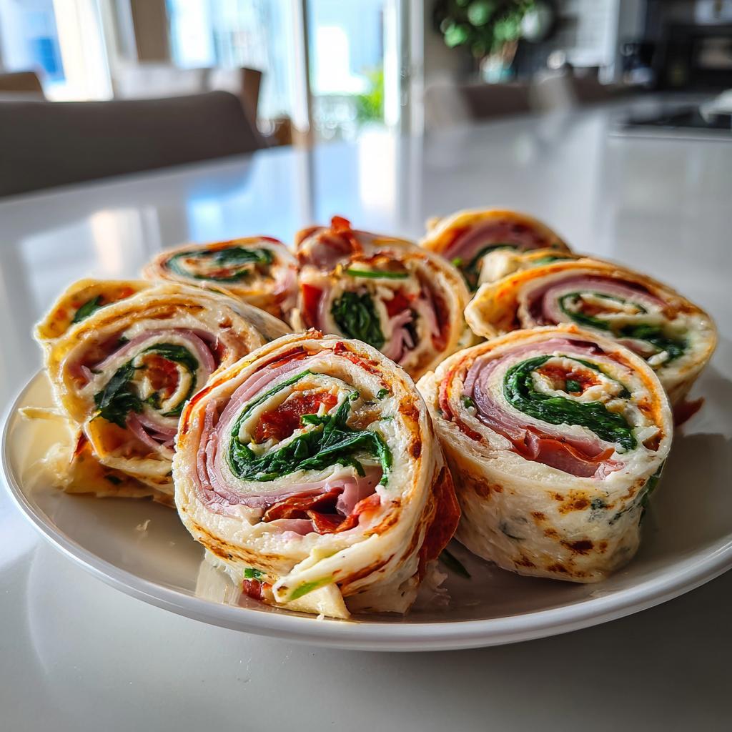 meat and cheese pinwheel appetizers - detail 1
